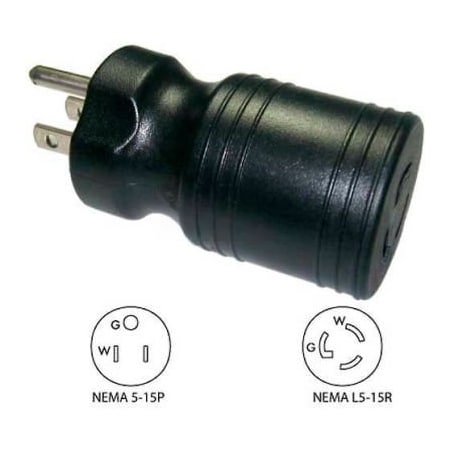 Conntek Plug Adapter, Locking, L5-15R, 5-15P, Black 30111-BK